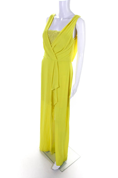 BCBG Max Azria Women's Spaghetti Strap Lace Wrap Sundress Yellow Size 6