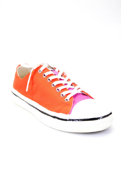 Marni Womens Canvas Low Top Lace Up Casual Sneakers Orange Pink Cream Size 7