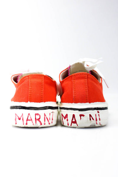 Marni Womens Canvas Low Top Lace Up Casual Sneakers Orange Pink Cream Size 7