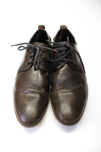 Studio Ink Mens Leather Titus Plain Toe Oxford Shoes Brown Size 10.5
