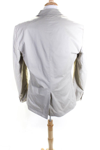 Elie Tahari Mens Khaki Cotton Two Button Long Sleeve Blazer Jacket Size 42