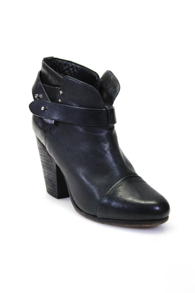 Rag & Bone Womens Black Leather Blocked High Heels Ankle Boots Shoes Size 8
