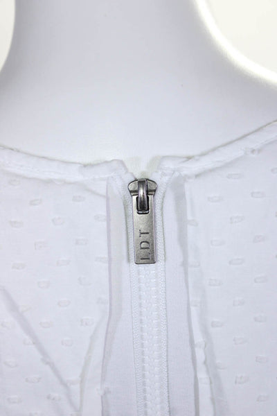 LDT Women's Belted Short Sleeve A Line Midi Dress White Size 2