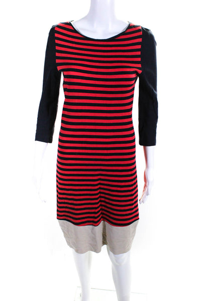Sandro Paris Women's Striped 3/4 Sleeve Knee Length Casual Dress Red Size 1