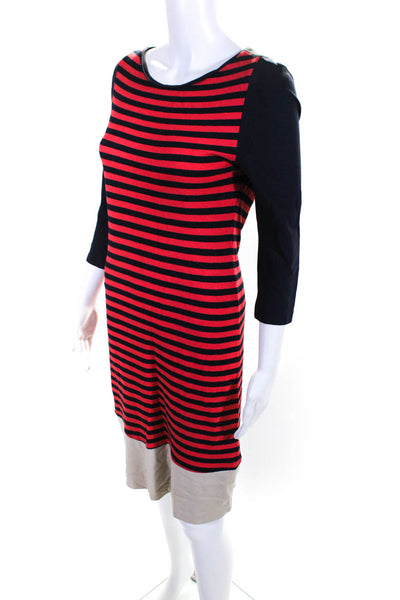 Sandro Paris Women's Striped 3/4 Sleeve Knee Length Casual Dress Red Size 1