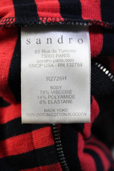 Sandro Paris Women's Striped 3/4 Sleeve Knee Length Casual Dress Red Size 1