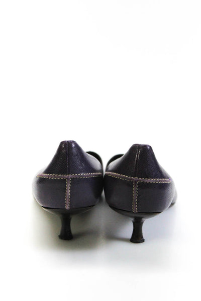 L.K. Bennett Womens Square-Toe Darted Striped Kitten Heels Purple Size EUR38.5