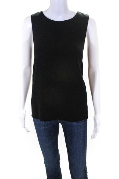 Rag & Bone Womens Mesh Crepe Sleeveless Crew Neck Tank Top Blouse Black Medium