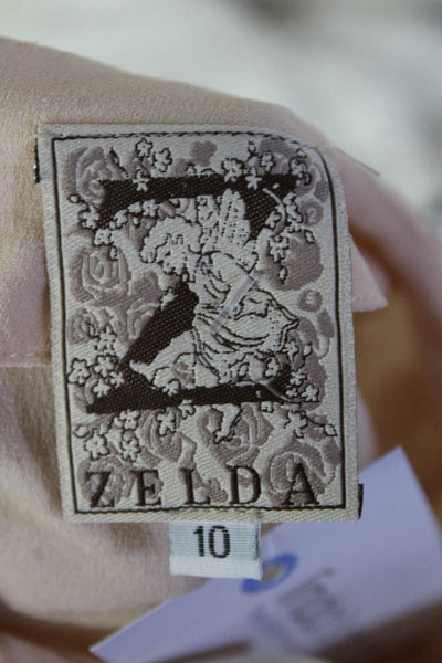 Zelda Womens Lace Pintuck Short Sleeve Crew Neck Top Blouse Light Pink Size 10