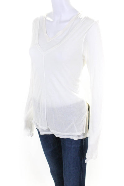 Rag & Bone Womens Thin Knit Layered V Neck Pullover Sweater White Size Medium