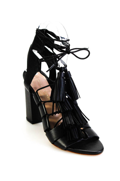 Loeffler Randall Womens Leather Gladiator Strappy High Heels Black Size 5.5