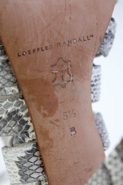 Loeffler Randall Womens Snakeskin Print Gladiator Strappy Heels Gray Size 5.5