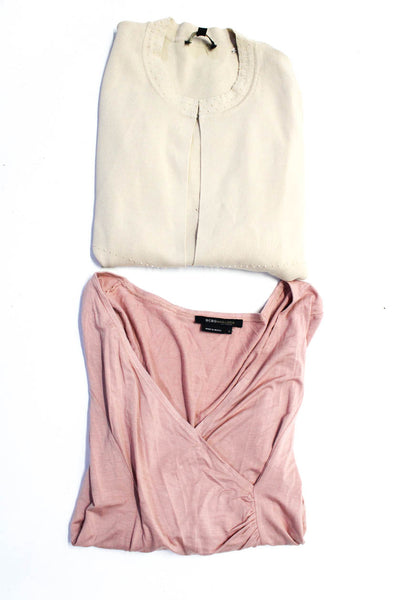 BCBGMAXAZRIA Womens Tee Shirt Cardigan Sweater Pink Beige Medium Large Lot 2