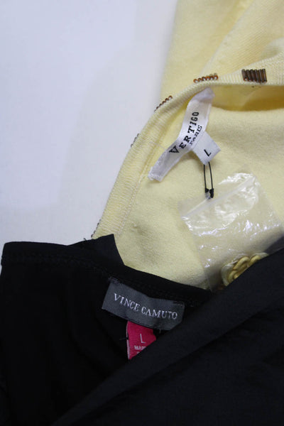 Vertigo Vince Camuto Womens Cardigan Sweater Blouse Black Yellow Large Lot 2