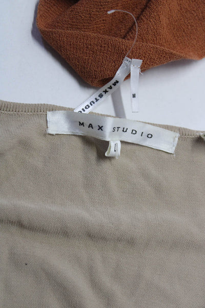 Max Studio Womens V Neck Cardigan Sweaters Brown Size Medium Large Lot 2