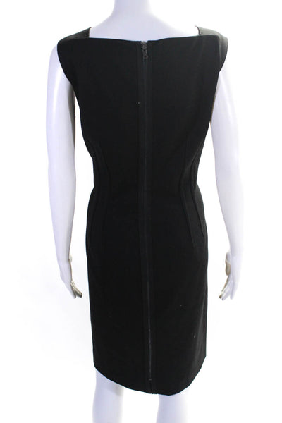 T Tahari Womens Sleeveless Back Zip Square Neck Sheath Dress Black Blue Size 12