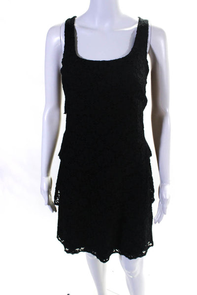 Laundry by Shelli Segal Womens Scoop Neck Lace Tiered Dress Black Size 10