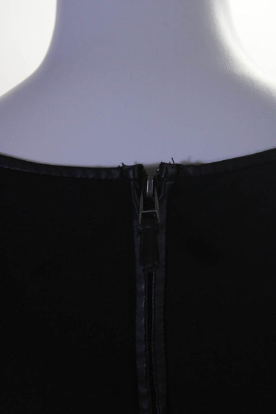 Max Studio Womens Back Zip Faux Leather Trim Scoop Neck Dress Black Size Large