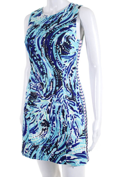 Lilly Pulitzer Womens Abstract Print Sleeveless Dress Blue Cotton Size 00