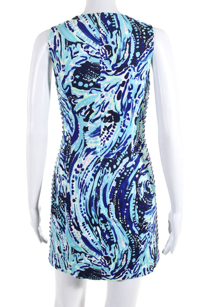 Lilly Pulitzer Womens Abstract Print Sleeveless Dress Blue Cotton Size 00