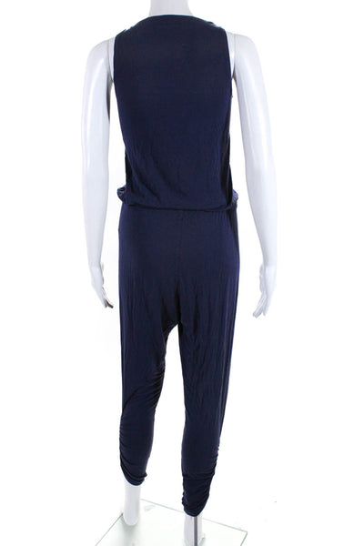 Michael Lauren Women Sleeveless Drawstring Jumpsuit Blue Size Extra Small