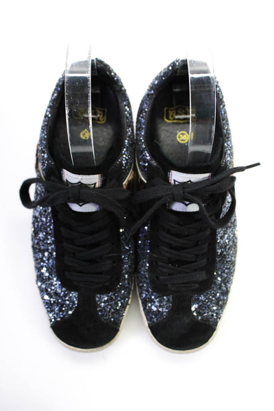Ash Woimens Suede Sequined Animal Print Low Top Sneakers Black Size 36 6
