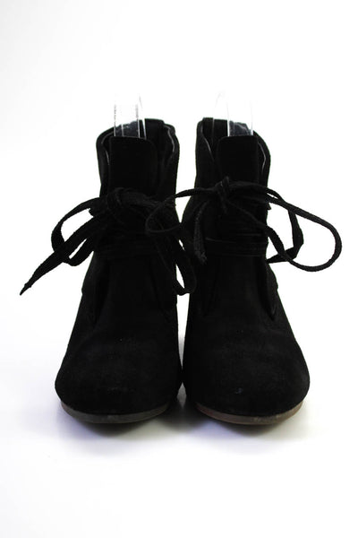 DV Dolce Vita Womens Suede Lace Up Wedge Ankle Boots Black Size 6