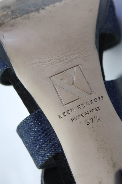 Reed Krakoff Womens Denim Ankle Strap Stiletto Sandals Dark Blue Size 37.5 7.5