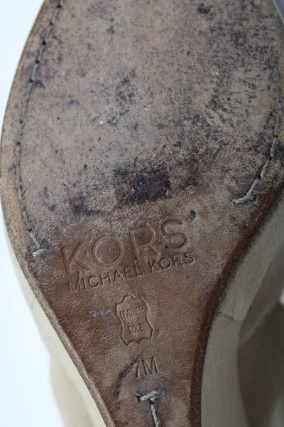 KORS Michael Kors Womens Peep Toe Slingback Wedge Sandals Beige Size 37 7