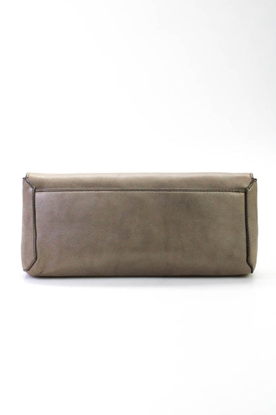 J Crew Women's Magnetic Gold Tone Accent Clutch Handbag Taupe Size S