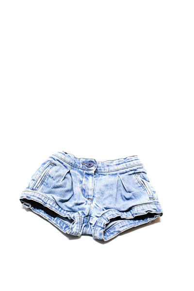 Stella McCartney Kids Girls Ruched Pocketed Mini Denim Shorts Blue Size 4