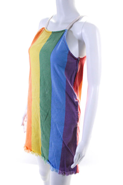 Stella McCartney Kids Girls Sleeveless Halter Rainbow Tank Dress Multicolor 12