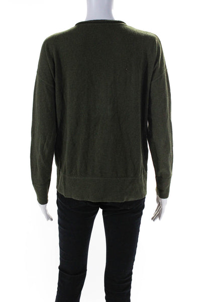 Lisa Todd Womens Cotton Tight-Knit Long Sleeve Zipper Hem Sweater Green Size S