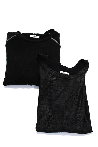 LNA Current/Elliott Womens Black Knit Crew Neck Sweater Top Size M L Lot 2