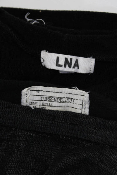 LNA Current/Elliott Womens Black Knit Crew Neck Sweater Top Size M L Lot 2