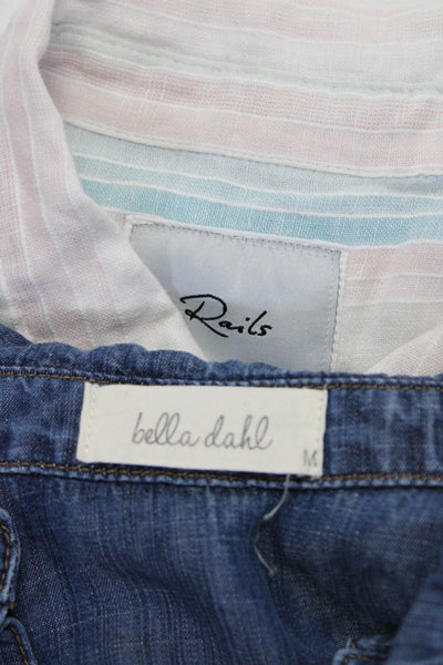 Rails Bella Dahl Womens Multicolor Linen Striped Button Down Shirt Size L M Lot2