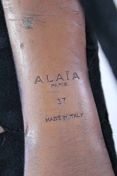 Alaia Womens Black Suede Zip Platform High Heels Shoes Size 7