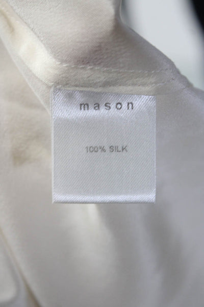 Mason Womens White Black Color Block Silk V-Neck Sleeveless Blouse Top Size 4