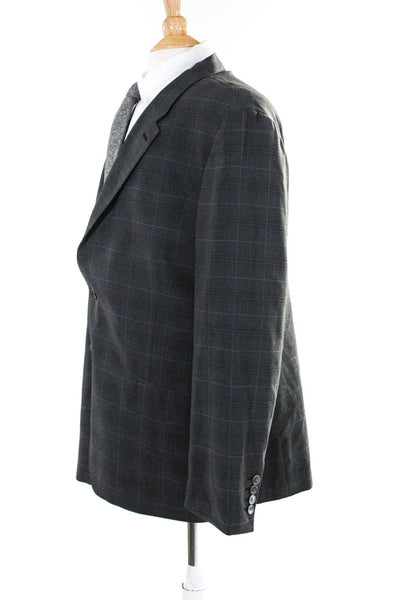 Paul Smith Mens Gray Wool Plaid Two Button Long Sleeve Blazer jacket Size 46R