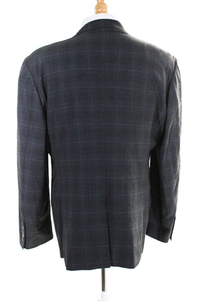 Paul Smith Mens Gray Wool Plaid Two Button Long Sleeve Blazer jacket Size 46R