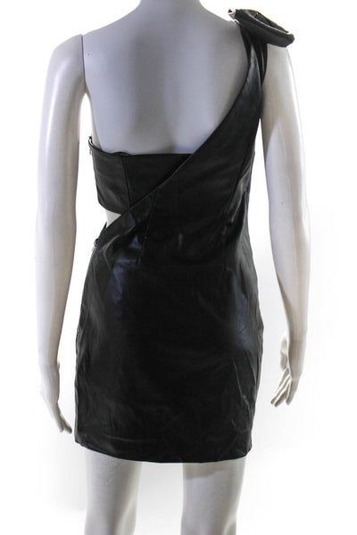 Endless Rose Womens One Shoulder Cutout Zip Up Mini Sheath Dress Black Size XS