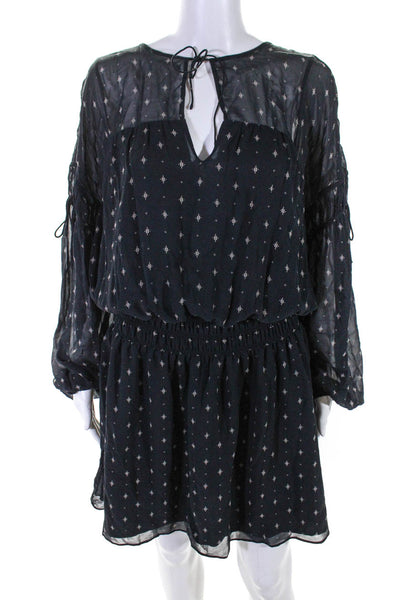 Joie Womens Silk Sheer Long Sleeve Elastic V-Neck Pullover Dress Black Size S