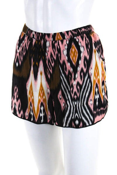 Figue Womens Abstract Print Elastic Waist Shorts Top Set Pink Black Medium Large