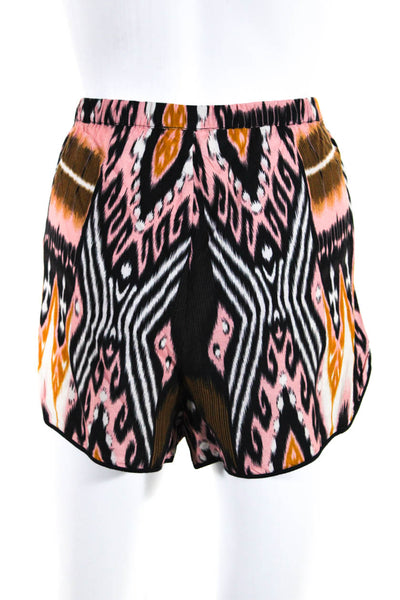 Figue Womens Abstract Print Elastic Waist Shorts Top Set Pink Black Medium Large