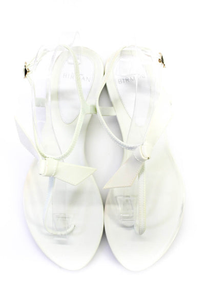 Alexandre Birman Womens White Bow Front T-Strap Jelly Flat Sandals Shoes Size 10