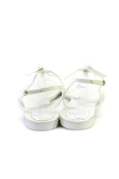 Alexandre Birman Womens White Bow Front T-Strap Jelly Flat Sandals Shoes Size 10
