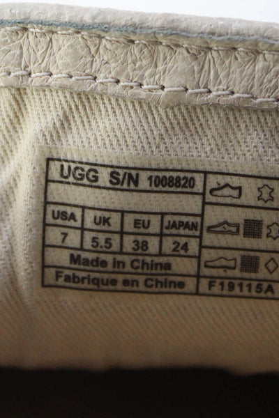 UGG Australia Womens Slip On Flat Leather Espadrilles Loafers Beige Size 7