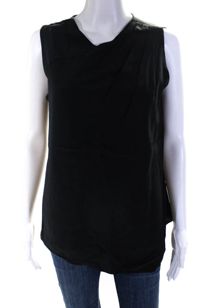Shoshanna Women's V-Neck Sleeveless Tunic Blouse Black Size 6