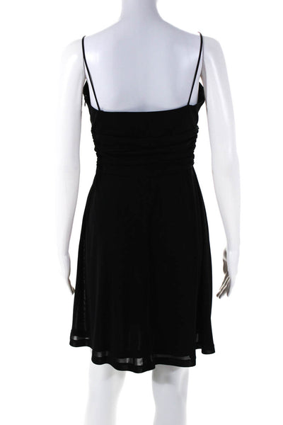 David Meister Womens Back Zip Spaghetti Strap V Neck Shift Dress Black Size 8