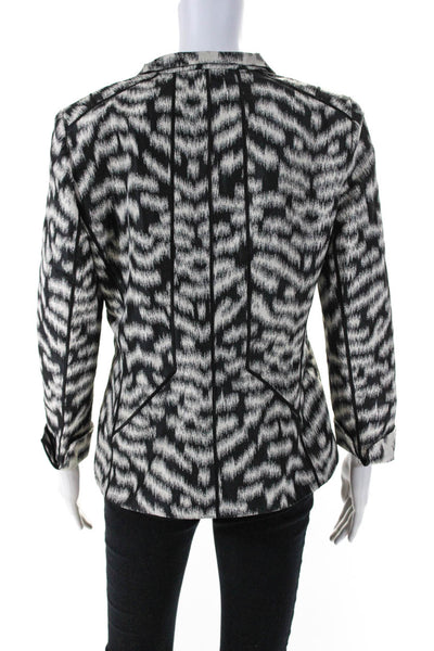 Lafayette 148 New York Womens Button Down Jacket White Black Size 10